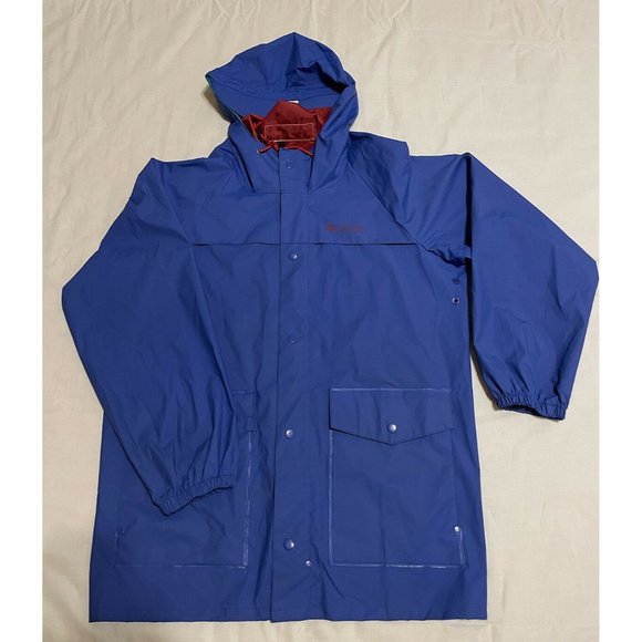 *SOLD* Vintage Style Vented Columbia Rain Jacket Blue Coat - Mens S/M - Picture 2 of 9